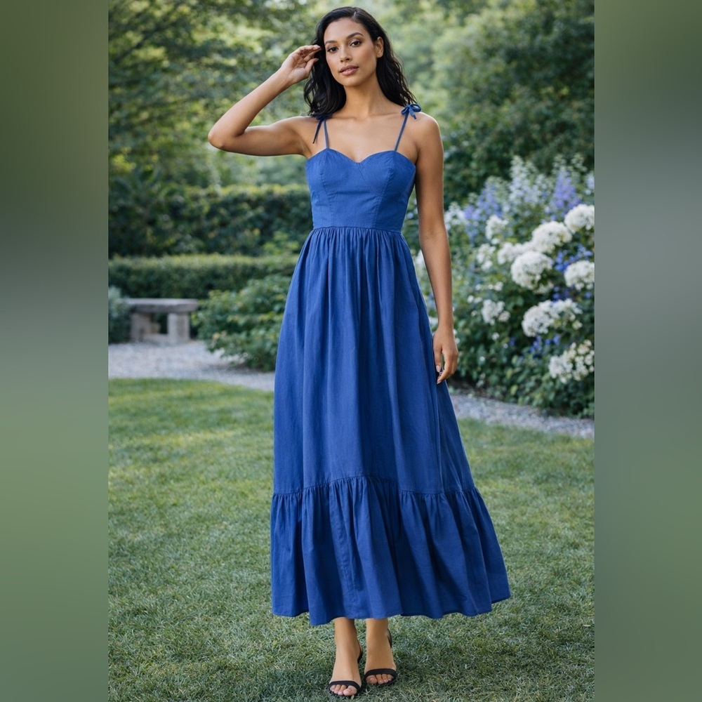 MISA Magnolia Sleeveless Maxi Sweetheart Poplin Dress
